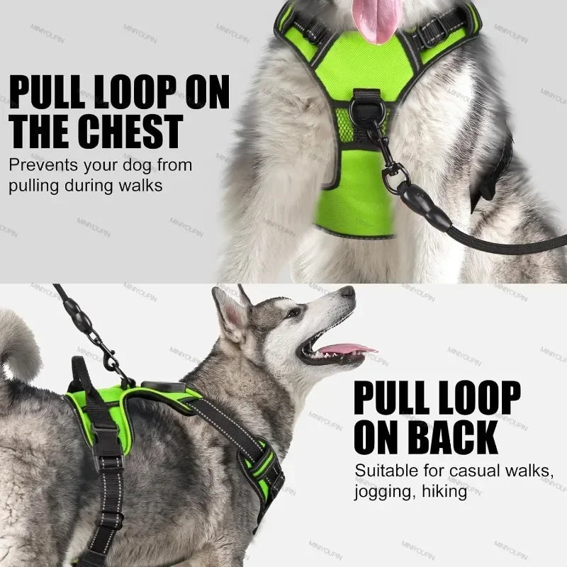 Led luminous Dog Harness No Pull Adjustable Rechargeable Pet Vest Harness Small Medium Large Dogs Outdoor Walking Pet Supplies