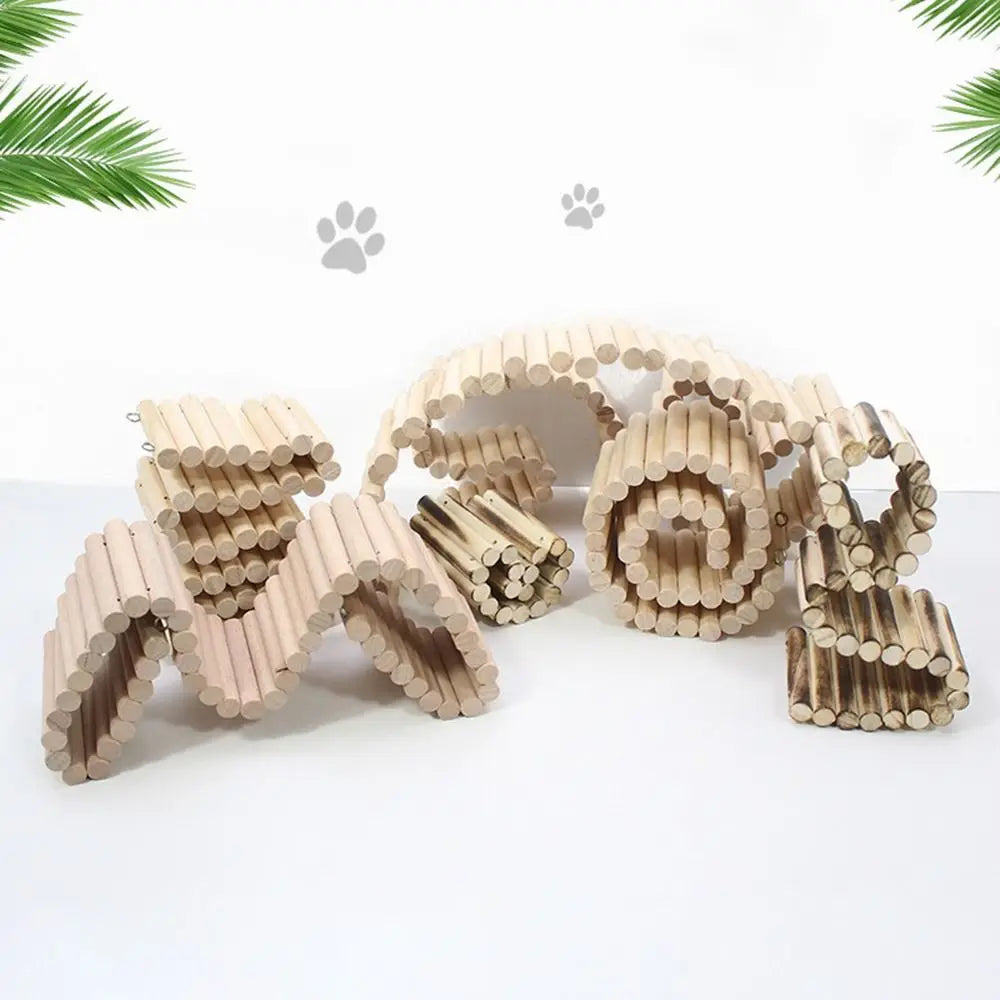 Bendable Hamster Climbing Ladder Wooden Multifunctional Hamster Habitat Toy Cage Decoration Easy To Install