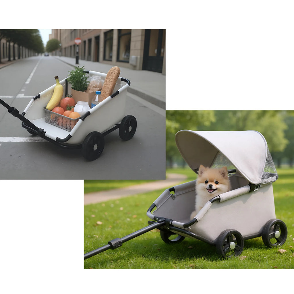 Pet Stroller Portable Dog Pram 4 Wheels Pet Travel Carrier Stroller with Sun Cover Breathable for Small Medium Pet Cats Dogs