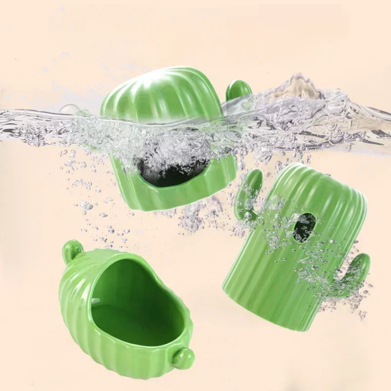 Hamster Ceramic Nest Green Cactus Theme Feeding Bowl Water Bottle Holder Golden Bear Cooling House Landscape Supplies
