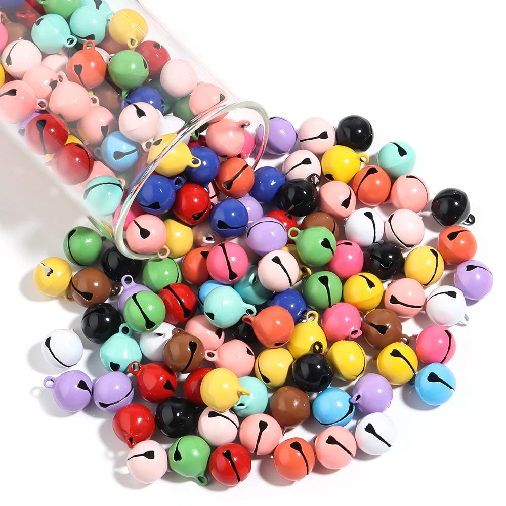 50pcs/lot Painted Color Bells Beads Round Mini Bell Ornaments for Jewlery Making DIY Bracelet Necklace Earrings Decor Accessory