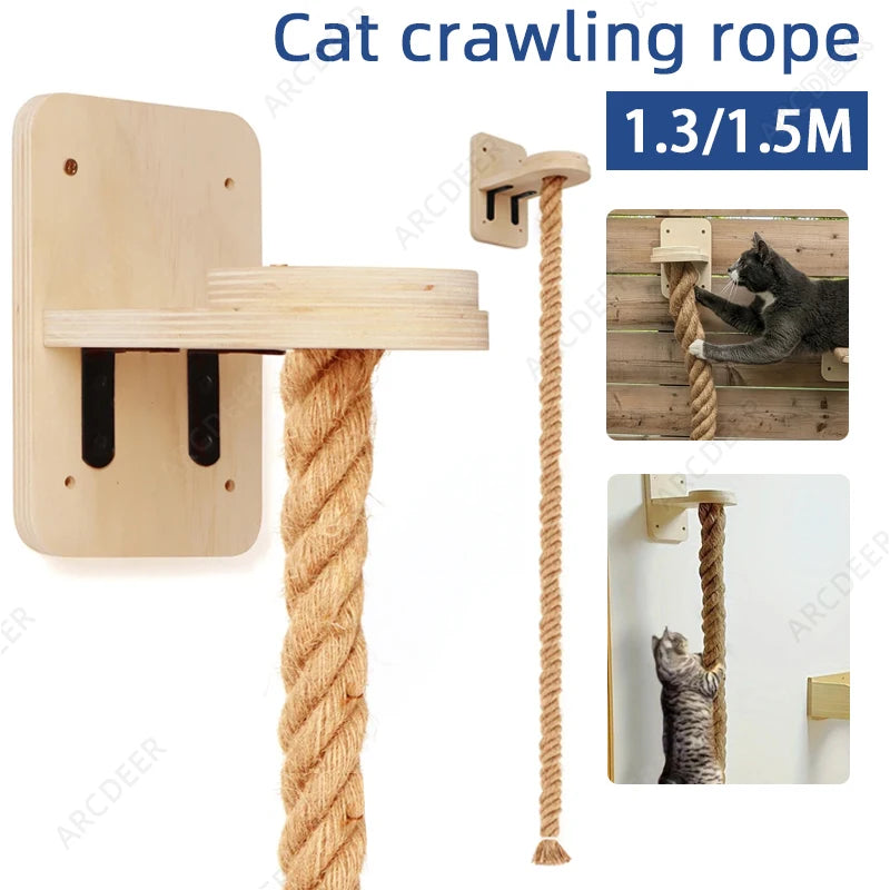 Cat Wall Climbing Sisal Rope Cat Climber Tree Wall  Climbing Tower Toy Indoor Cats Posts Kitten Rope Ladder Suitable for Playing