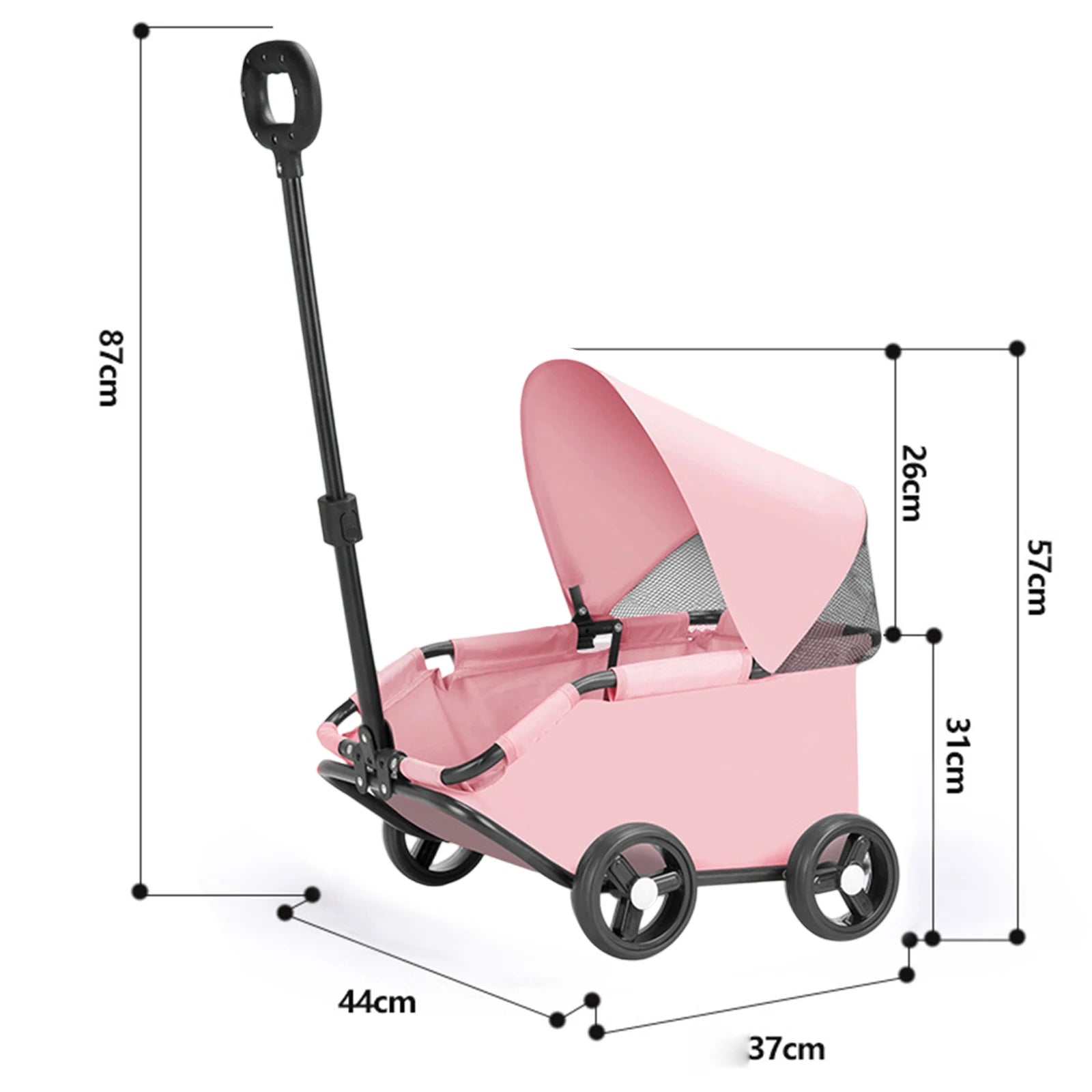 Pet Stroller Portable Dog Pram 4 Wheels Pet Travel Carrier Stroller with Sun Cover Breathable for Small Medium Pet Cats Dogs