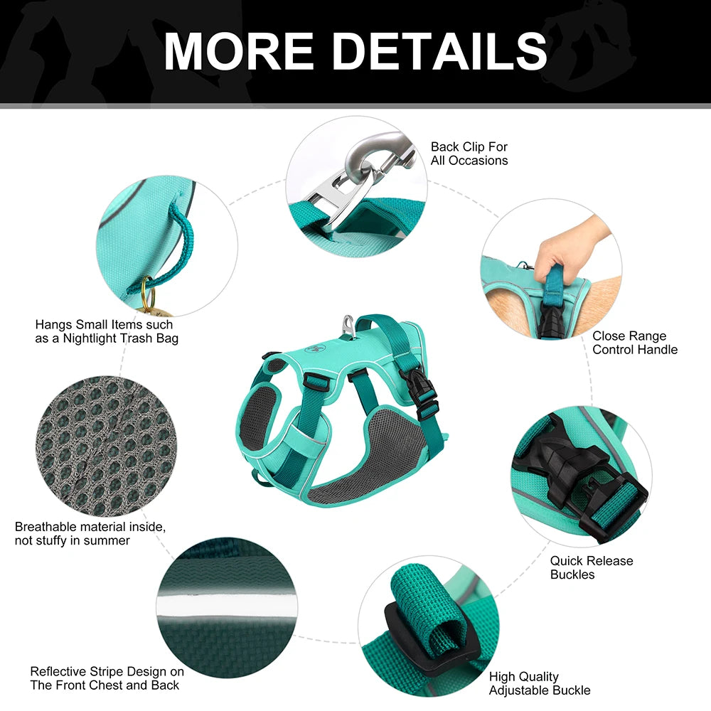 Mesh Breathable Dog Harness Nylon Reflective Dog Harnesses Vest Durable Pet Training Vest Adjustable for Small Medium Large Dogs