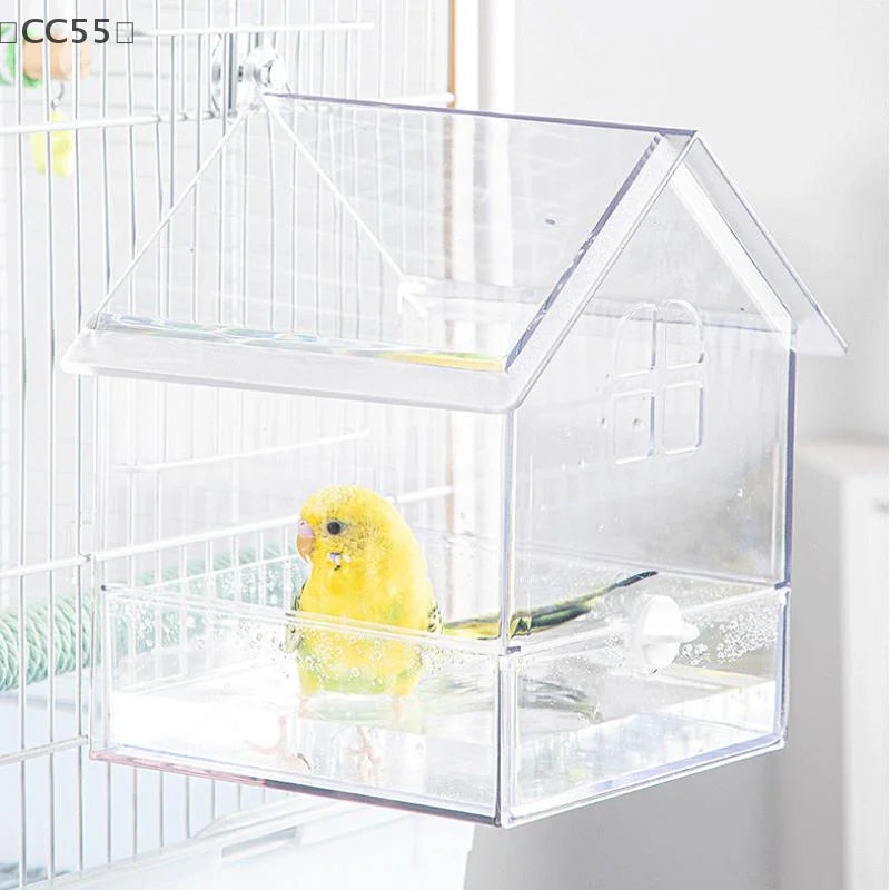 Hanging Parrot Feeder Prevent Scattering Bird Feeding Bowl Multifunction Bird Bath Parakeets Bathtub Bird Cage Accessories