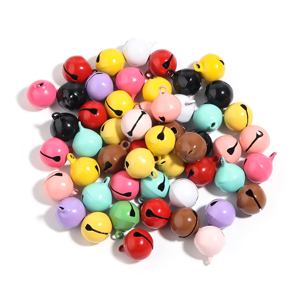 50pcs/lot Painted Color Bells Beads Round Mini Bell Ornaments for Jewlery Making DIY Bracelet Necklace Earrings Decor Accessory