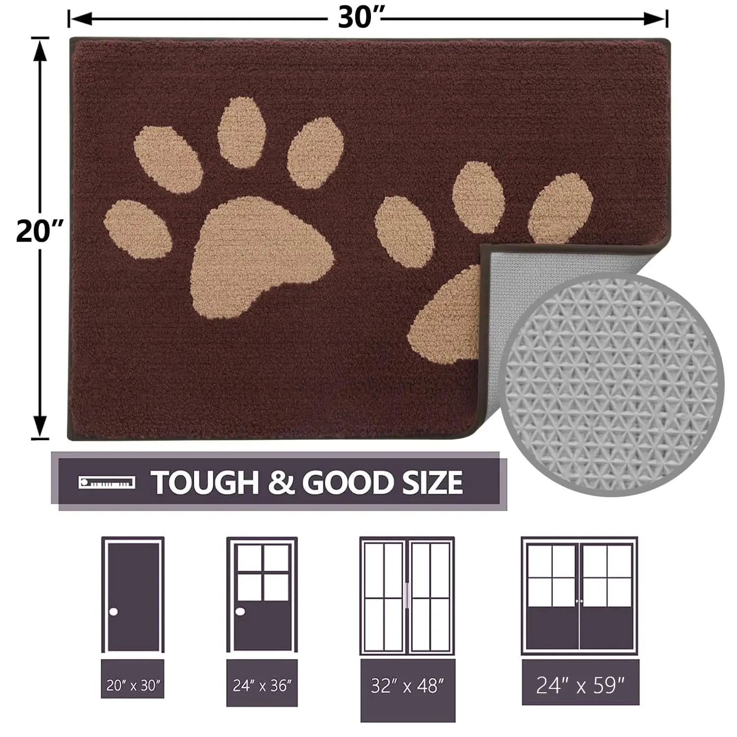 Olanly Quick Dry Chenille Mud Mat For Dogs Dog Door Mat For Muddy Paws Absorbent Dirt Trapper Non-Slip INdoor Door Mat For Floor