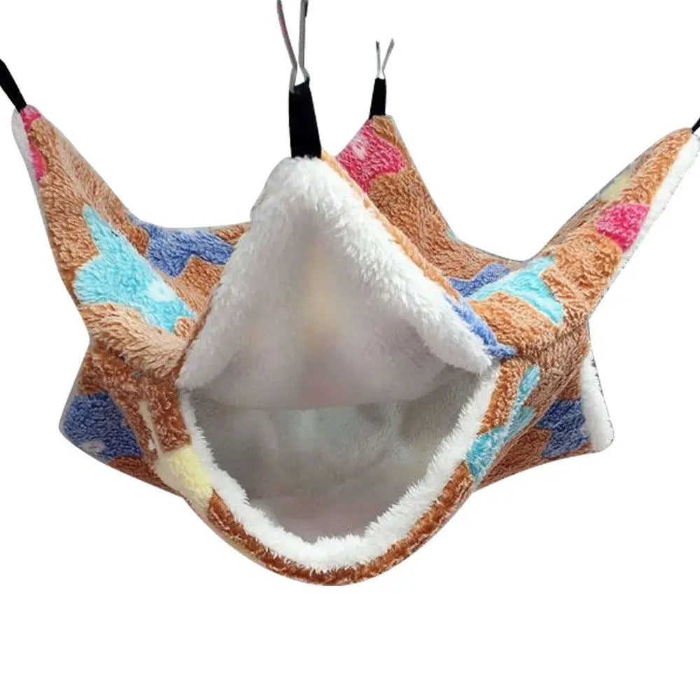 Small Animal Hammock Coral Fleece+Arctic Fleece Pet Hanging Hammock Hamster Ferret Rat Squirrel Cage Nest Warm Beds House Toys