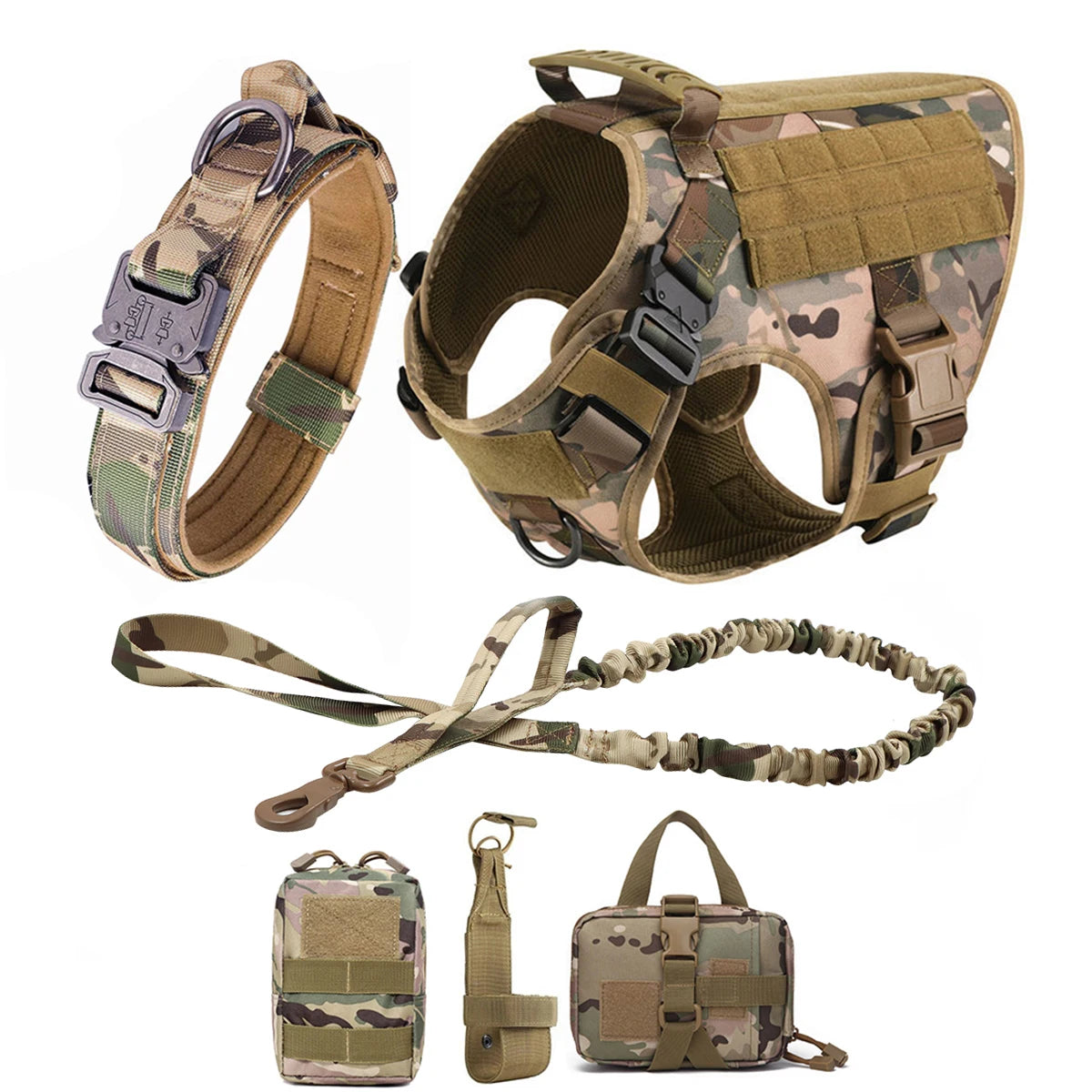 Military Dog Harness Tactical Dog Harness Collar Leash Pet Training Vest Molle Pouches for Large Dogs German Shepherd Doberman