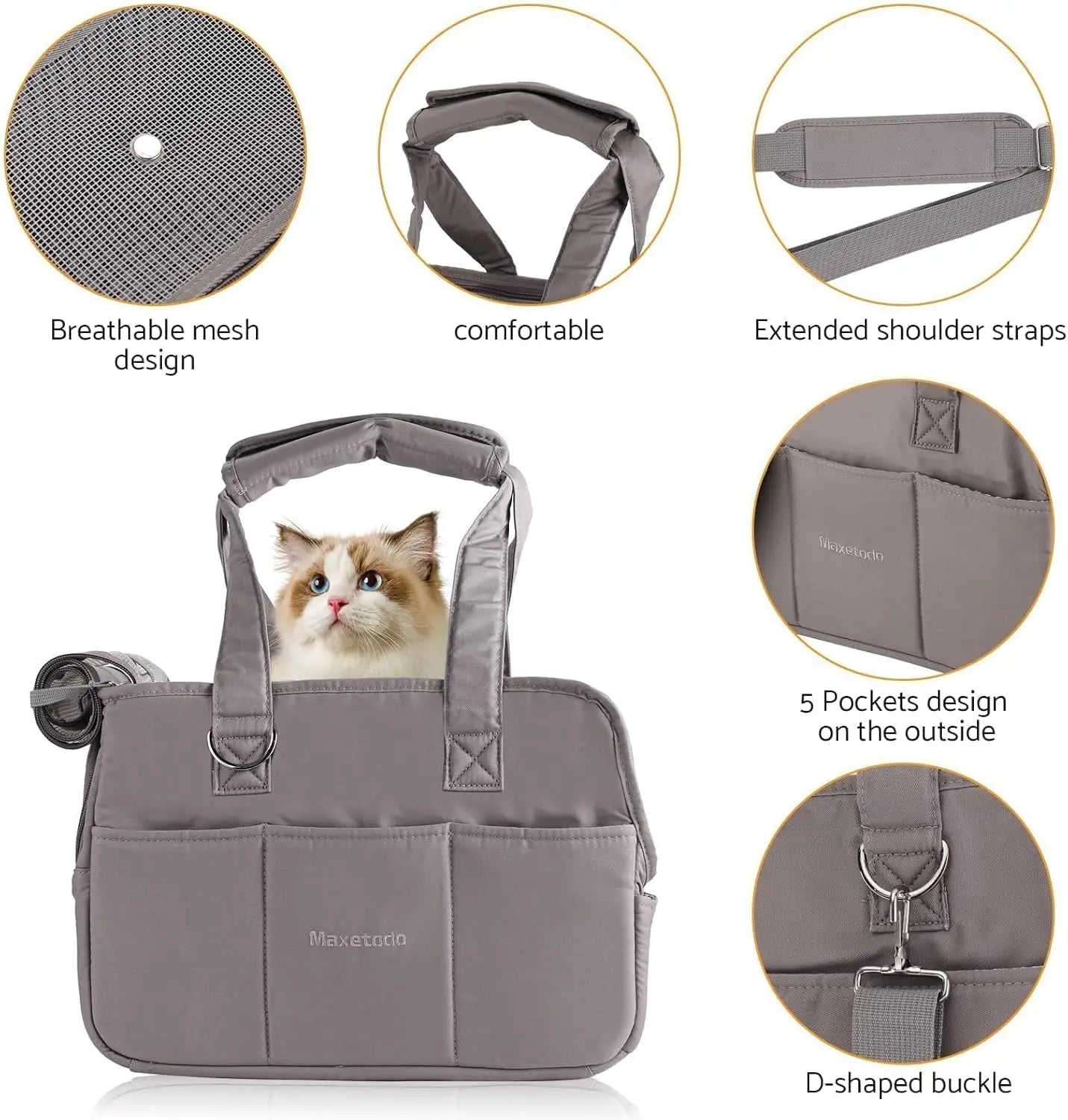 Maxetodo Borsa da Trasporto per Cani di Piccola Taglia, Borsa per Gatti per Cani di Piccola Taglia (6lb), Gatti (8lb)