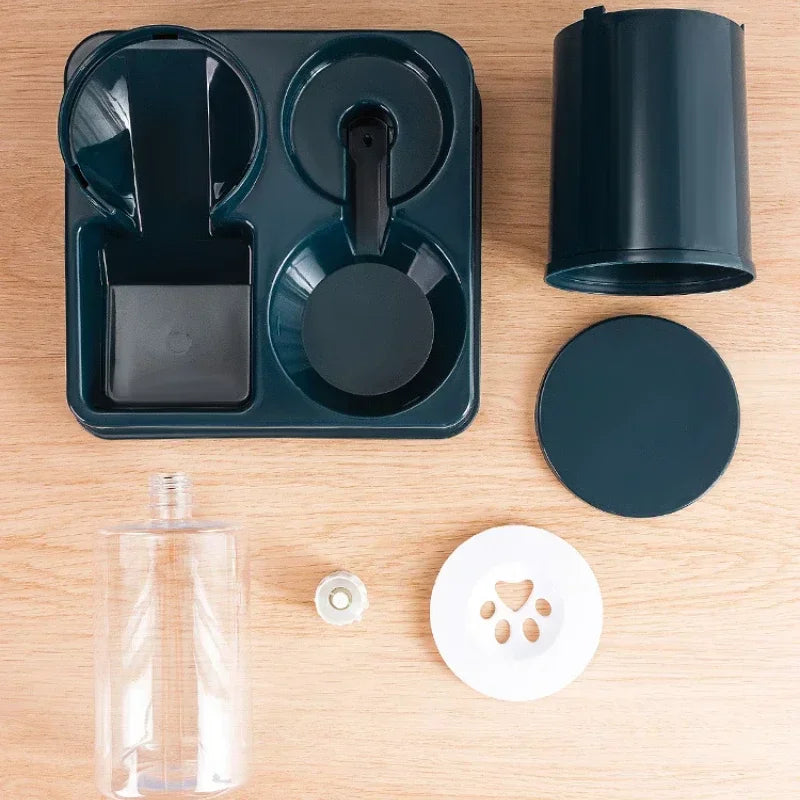 Automatic Cat Feeder Water Dispenser Set, 2 In 1 Tilted Automatic Pet Food And Water Feeder Gravity Food Feeder and Waterer