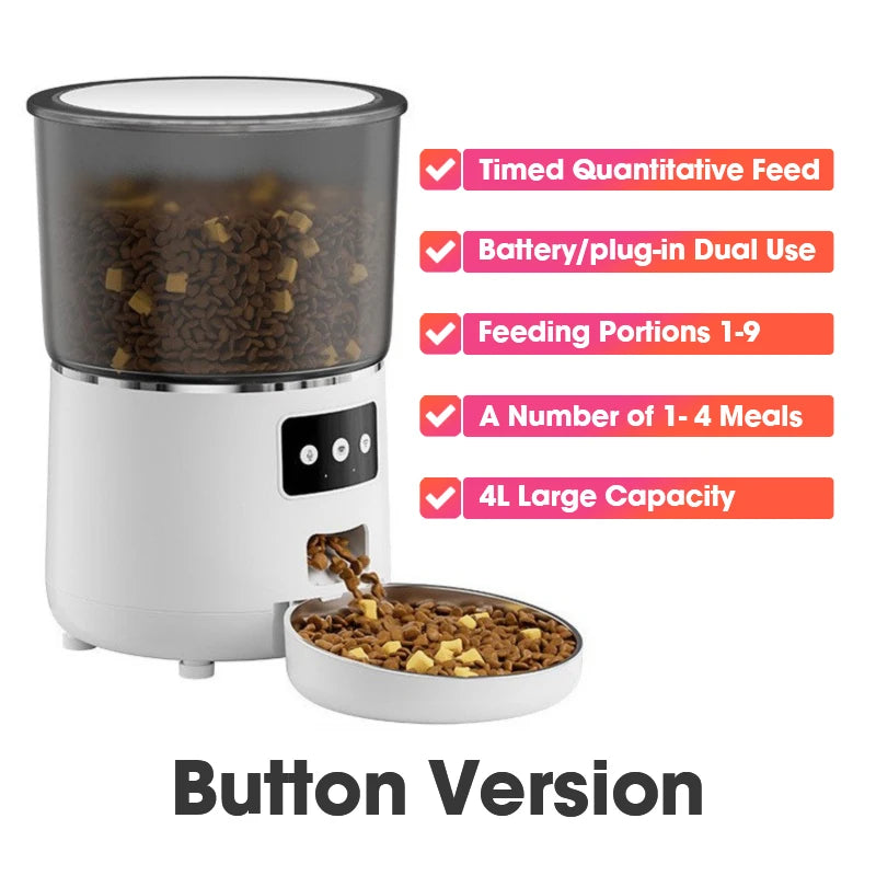 Cat Automatic Smart Feeder with WiFi Remote Camera 4L Large Capacity Puppy Pet Food Dispenser Feeder Accessories for Cat Dog
