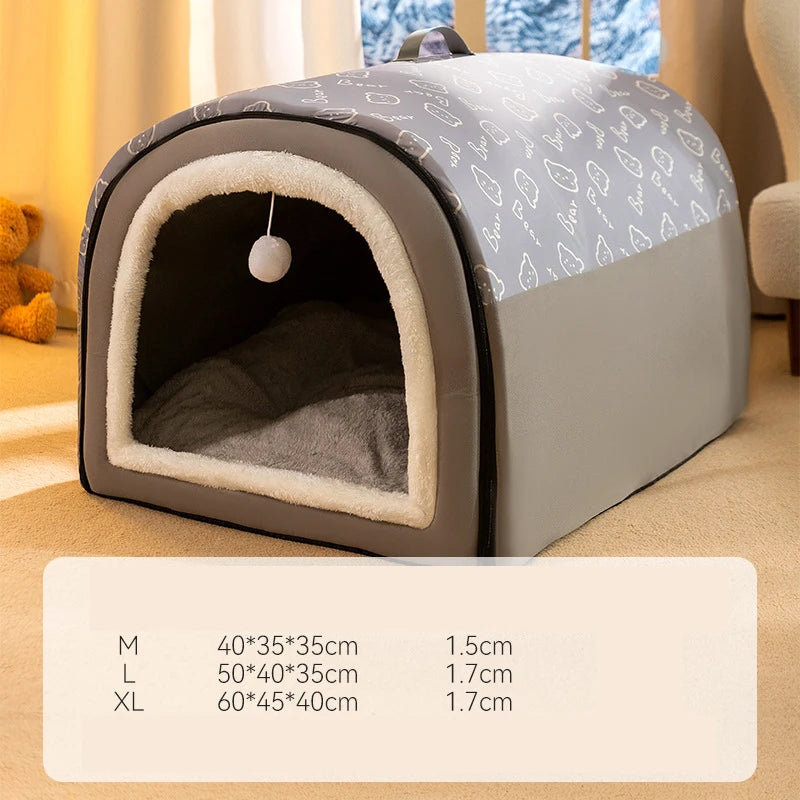 Winter Dog Bed Self-Warming Puppy House Cozy Cat Sleeping Tent Cave Beds Indoor Kitten Nest Kennel Hut for Small Medium Dog Cats